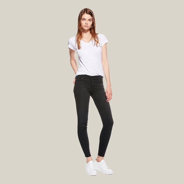 Women wearing Gris oscuro Orchard Mid Rise Skinny Jeans