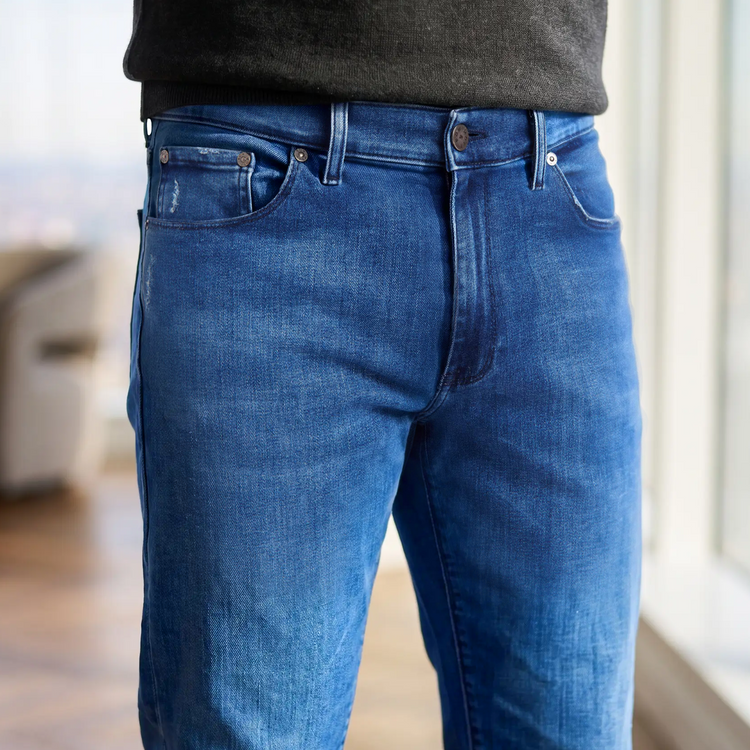 Men wearing Medium Blue Straight Staple Jeans