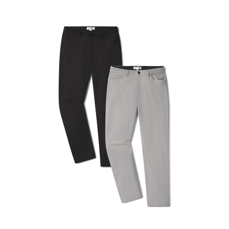 Men wearing Black/Silver 5 Pocket Travel Pants 2-Pack