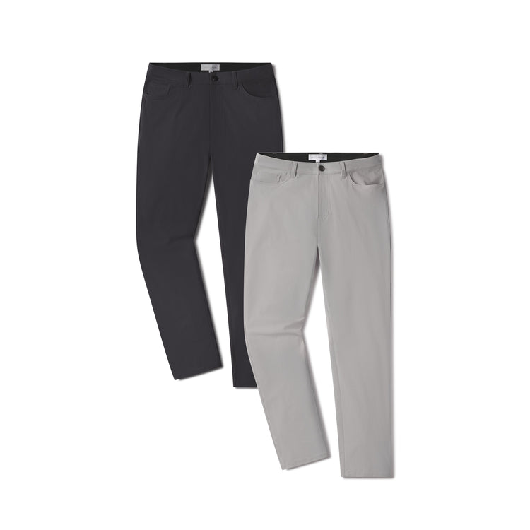 Men wearing Granite/Silver 5 Pocket Travel Pants 2-Pack