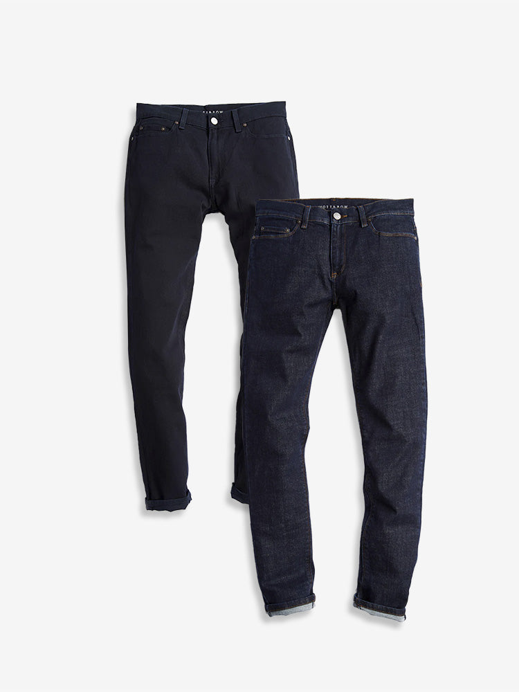 wearing Navy/Dark Blue Straight Mercer and Straight Wooster 2-Pack Jeans