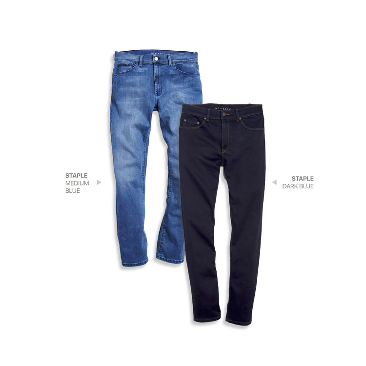 wearing Medium Blue/Dark Blue Skinny Staple Medium Blue and Staple Dark Blue 2-Pack Jeans