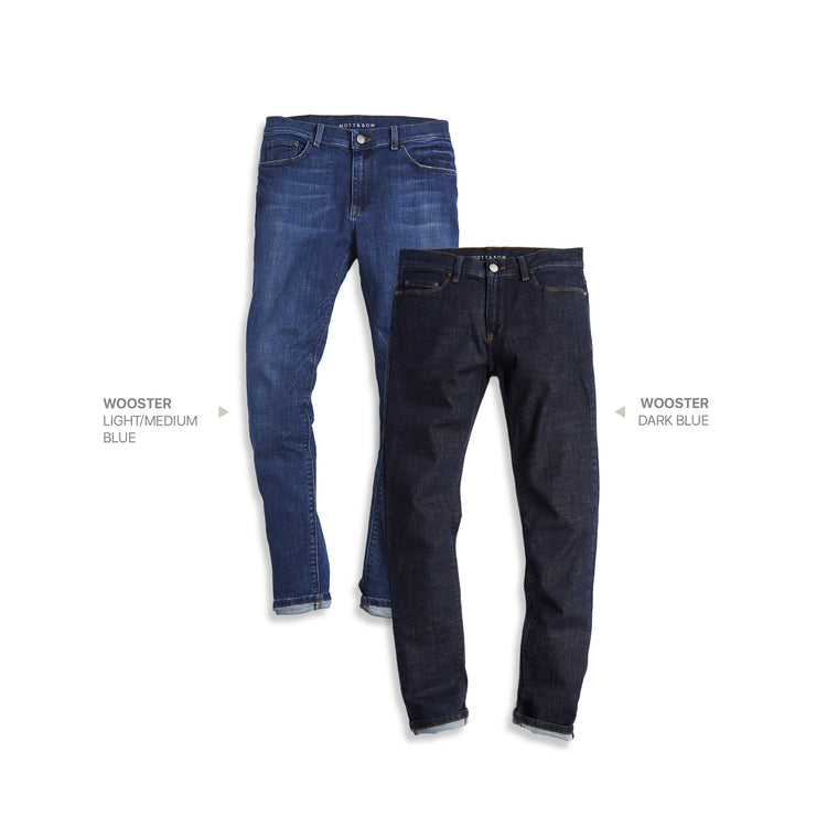 wearing Light/Medium Blue / Dark Blue Straight Wooster Light/Medium Blue and Wooster Dark Blue 2-Pack Jeans