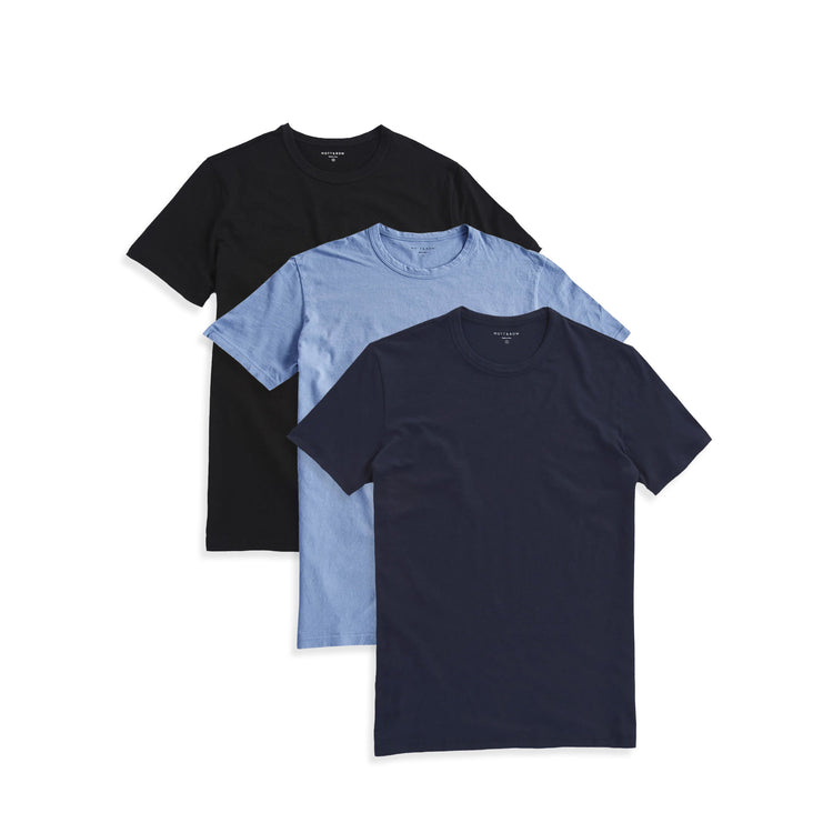 Men wearing Black/California Blue/Navy Classic Crew Driggs 3-Pack