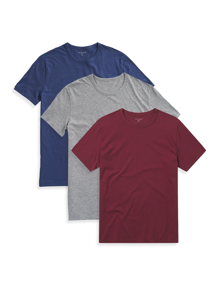wearing Brick Red/Heather Gray/Baltic Blue Classic Crew Driggs 3-Pack