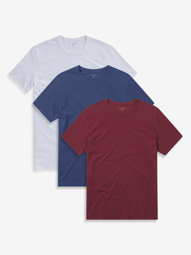 wearing Brick Red/White/Graphite Blue Classic Crew Driggs 3-Pack
