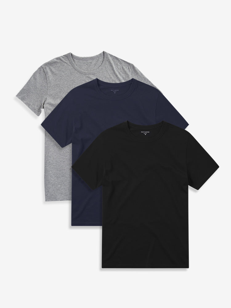 wearing Navy/Heather Gray/Black Classic Crew Driggs 3-Pack