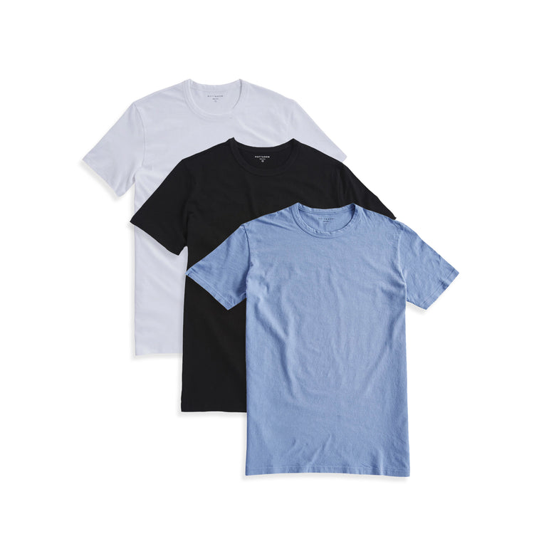 Men wearing Black/White/California Blue Classic Crew Driggs 3-Pack