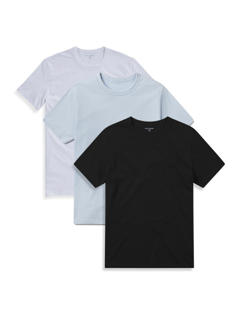 wearing White/Black/Ice Blue Classic Crew Driggs 3-Pack