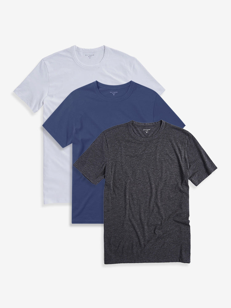 wearing White/Blue Slate/Charcoal Heather Classic Crew Driggs 3-Pack
