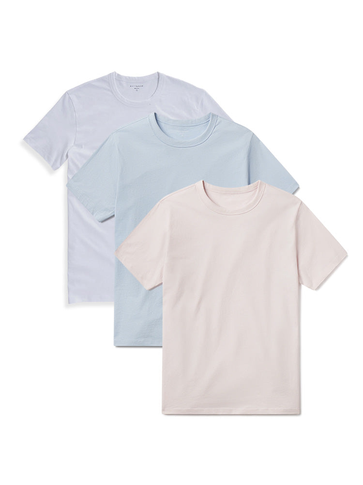 wearing White/Pale Pink/Ice Blue Classic Crew Driggs 3-Pack