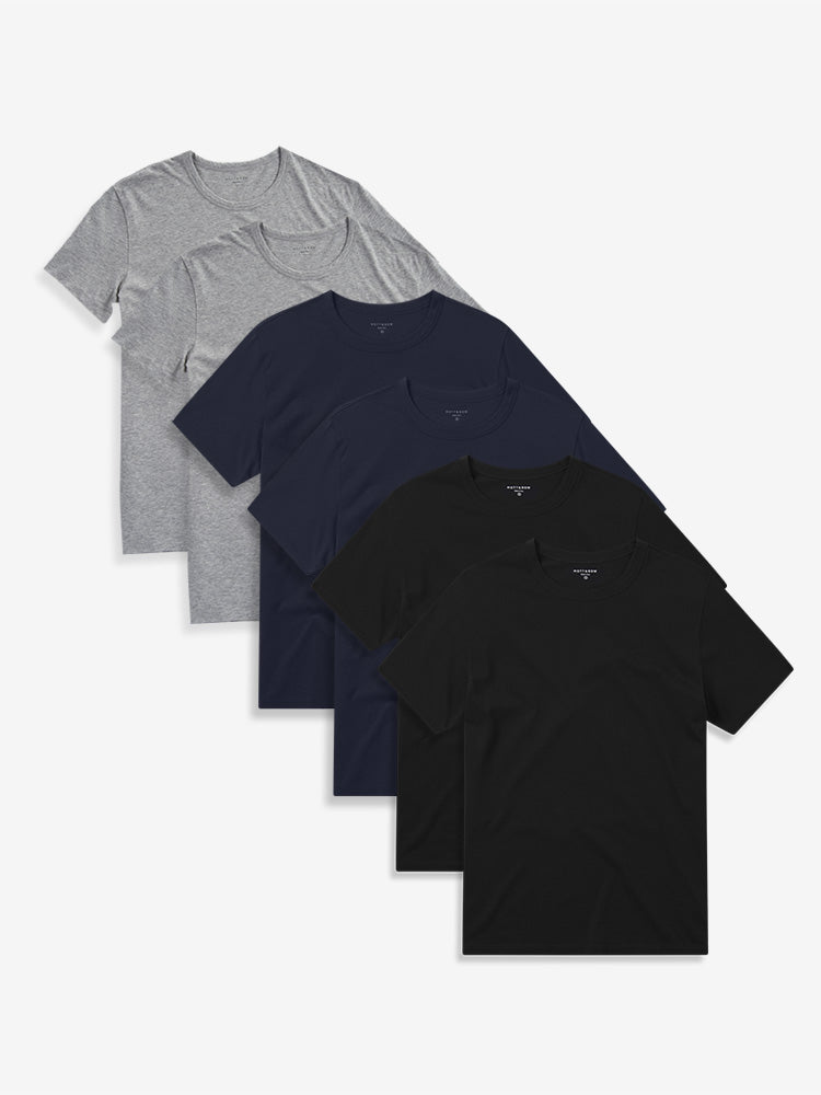 Men wearing Navy/Heather Gray/Black Classic Crew Driggs 6-Pack