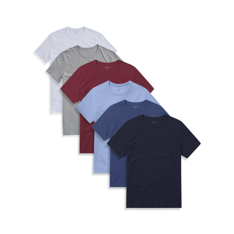 wearing White/Heather Gray/California Blue/Brick Red/Graphite Blue/Navy Classic Crew Driggs 6-Pack