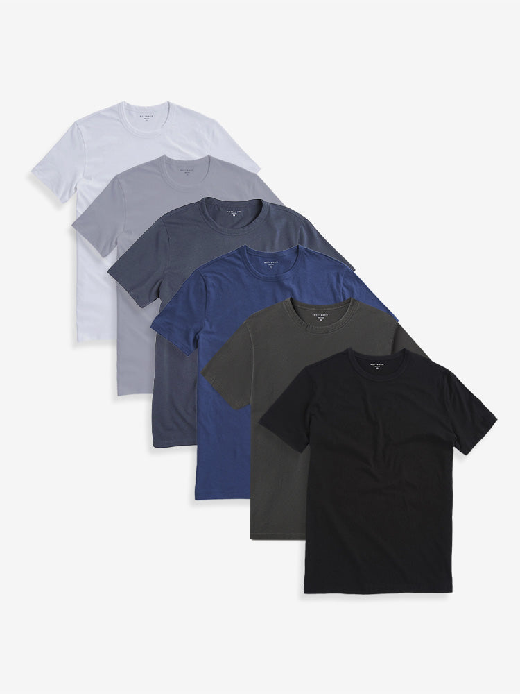 wearing White/Gray Blue/Baltic Blue/Blue Slate/Vintage Graphite/Black Classic Crew Driggs 6-Pack