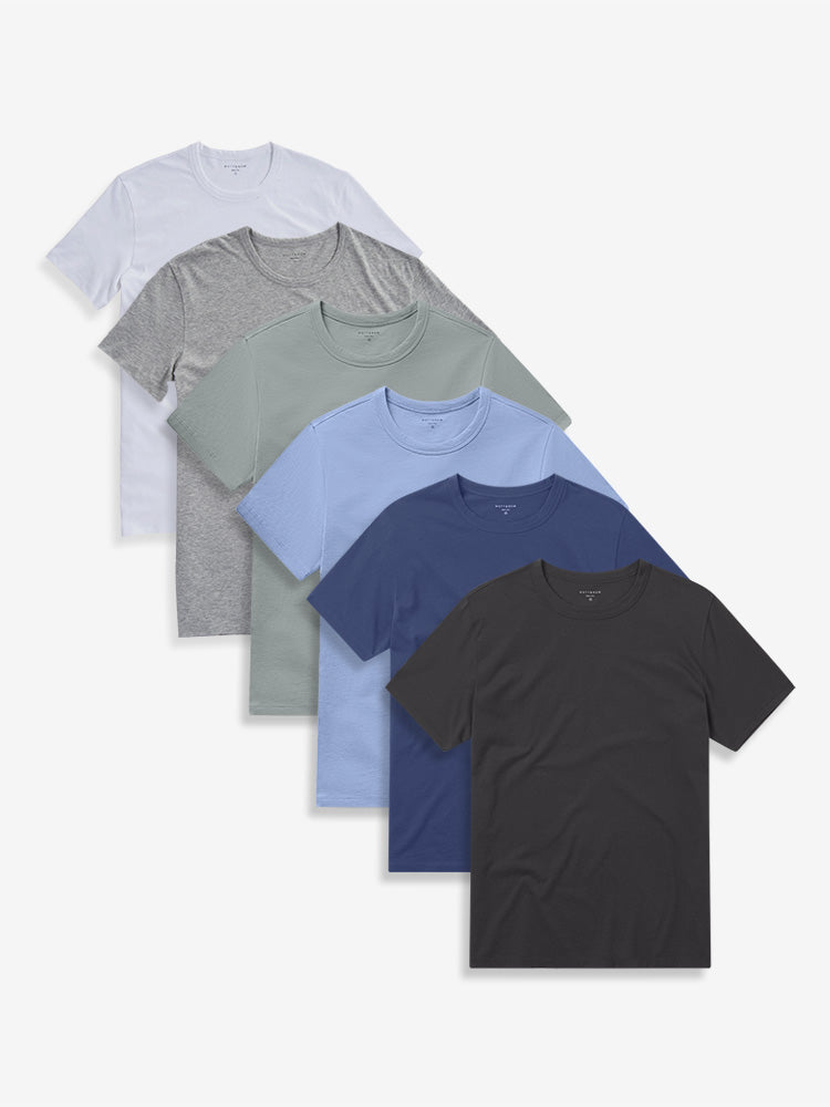 wearing White/Heather Gray/California Blue/Gray Green/Dark Gray/Graphite Blue Classic Crew Driggs 6-Pack