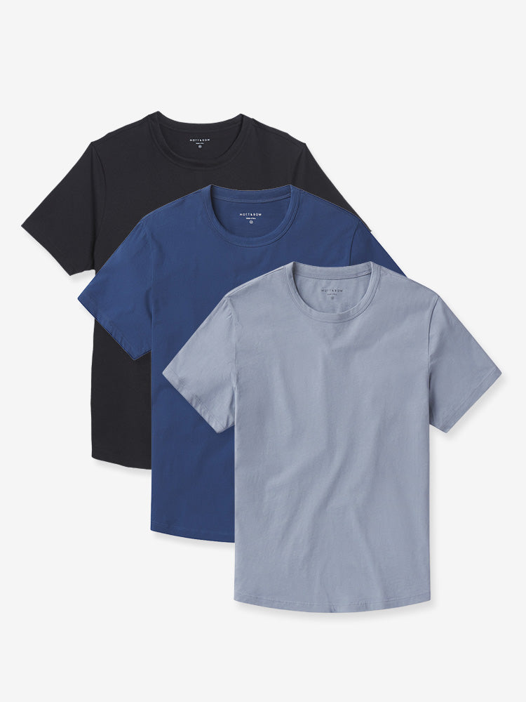 Men wearing Black/California Blue/Baltic Blue Curved Hem Driggs 3-Pack