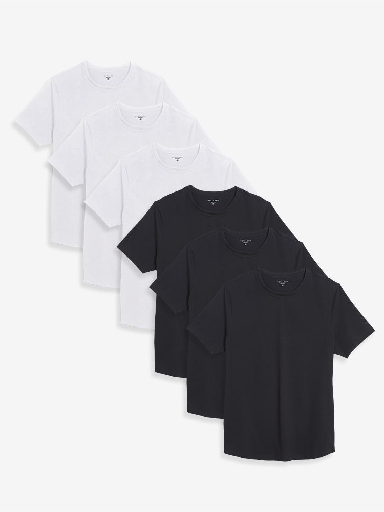 Men wearing Black/White Curved Hem Driggs 6-Pack