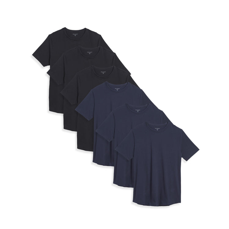 Men wearing Black/Navy Curved Hem Driggs 6-Pack