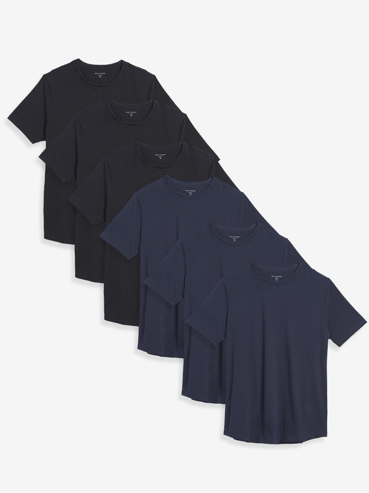 Men wearing Black/Navy Curved Hem Driggs 6-Pack