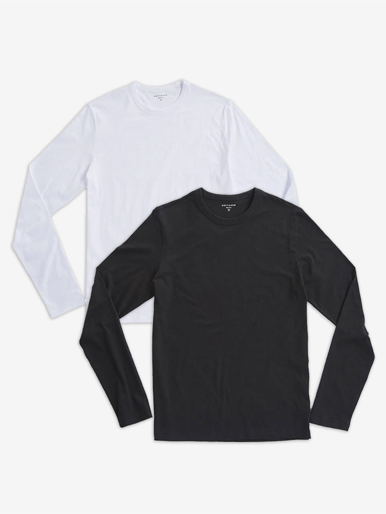 Men wearing Black/White Long Sleeve Crew Tee Driggs 2-Pack
