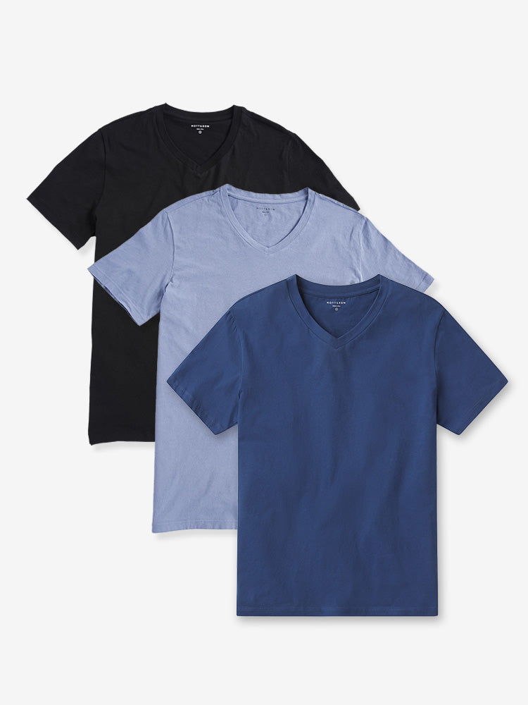 Men wearing Black/California Blue/Baltic Blue Classic V-Neck Driggs 3-Pack