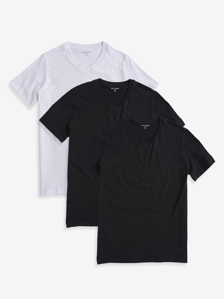 Men wearing Blanc/Noir/Noir Classic V-Neck Driggs 3-Pack