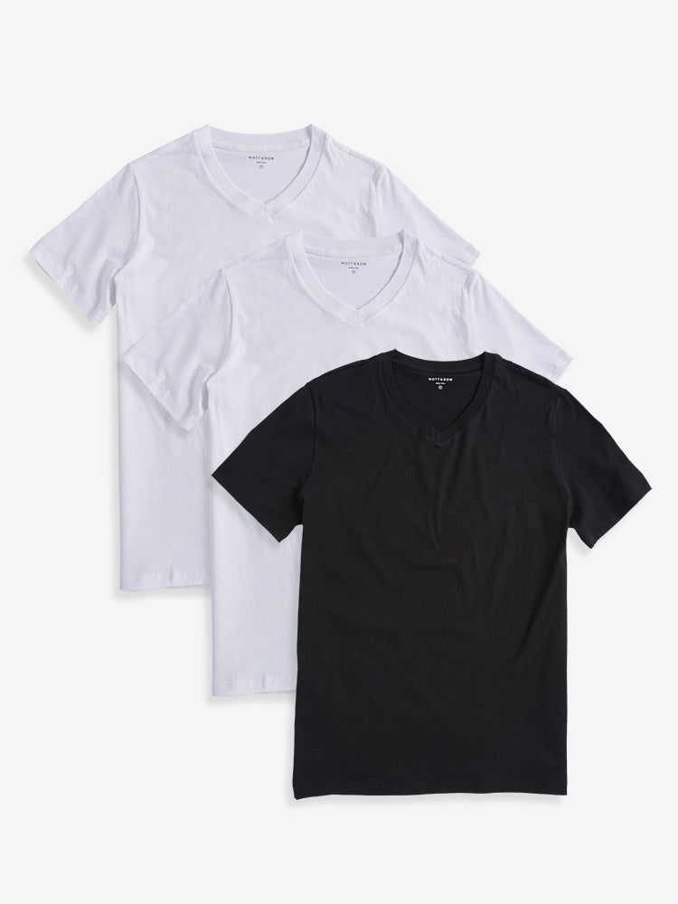 Men wearing White/White/Black Classic V-Neck Driggs 3-Pack