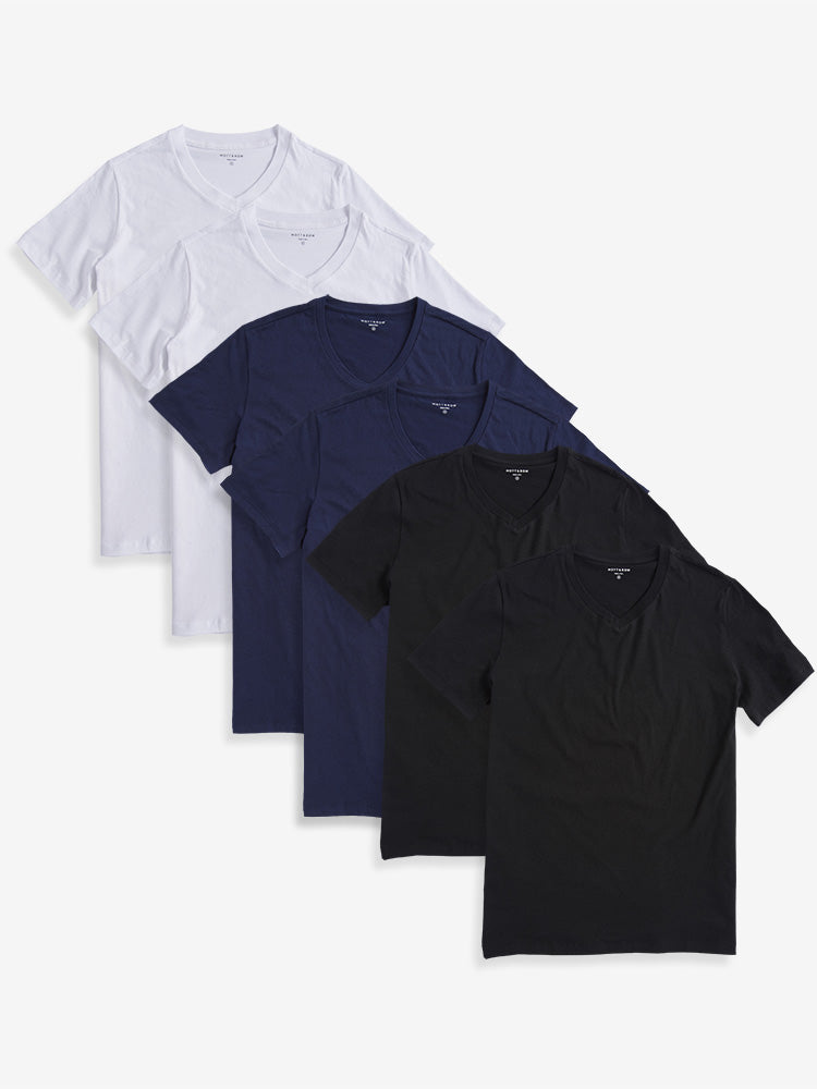 Men wearing Black/Navy/White Classic V-Neck Driggs 6-Pack