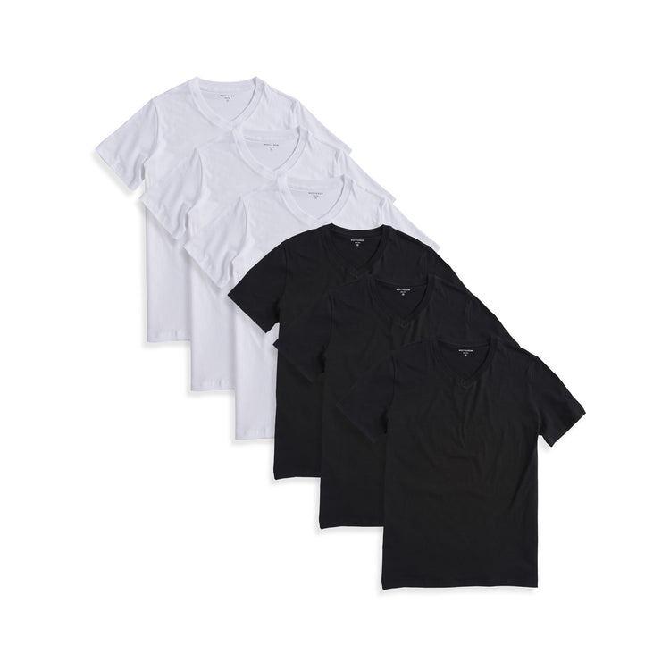Men wearing Black/White Classic V-Neck Driggs 6-Pack