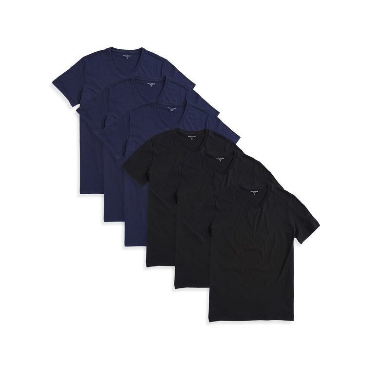 wearing Black/Navy Classic V-Neck Driggs 6-Pack