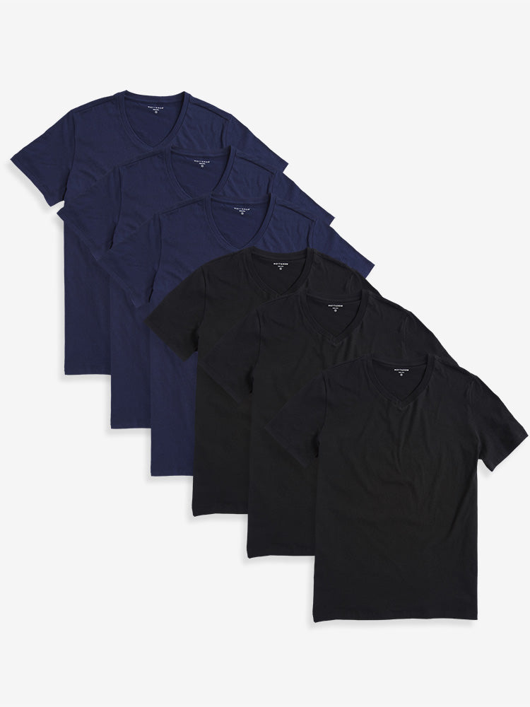 Men wearing Black/Navy Classic V-Neck Driggs 6-Pack
