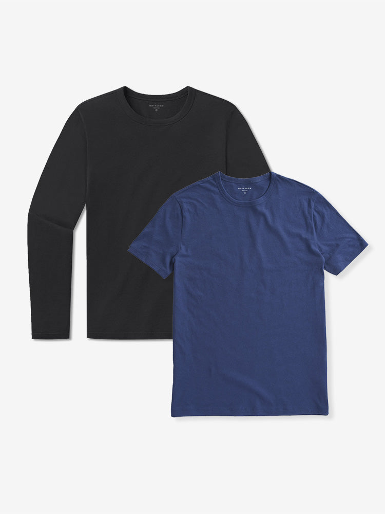 wearing Baltic Blue/Black Short Long Sleeve Driggs 2-Pack