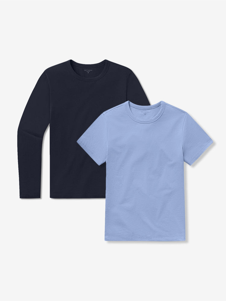 wearing California Blue/Navy Short Long Sleeve Driggs 2-Pack
