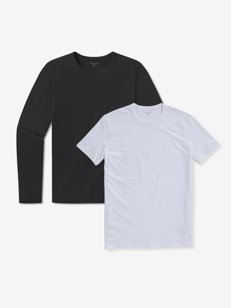 wearing White/Black Short Long Sleeve Driggs 2-Pack