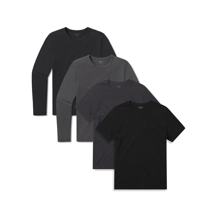 wearing Black/Dark Gray/Black/Dark Gray Short Long Sleeve Driggs 4-Pack