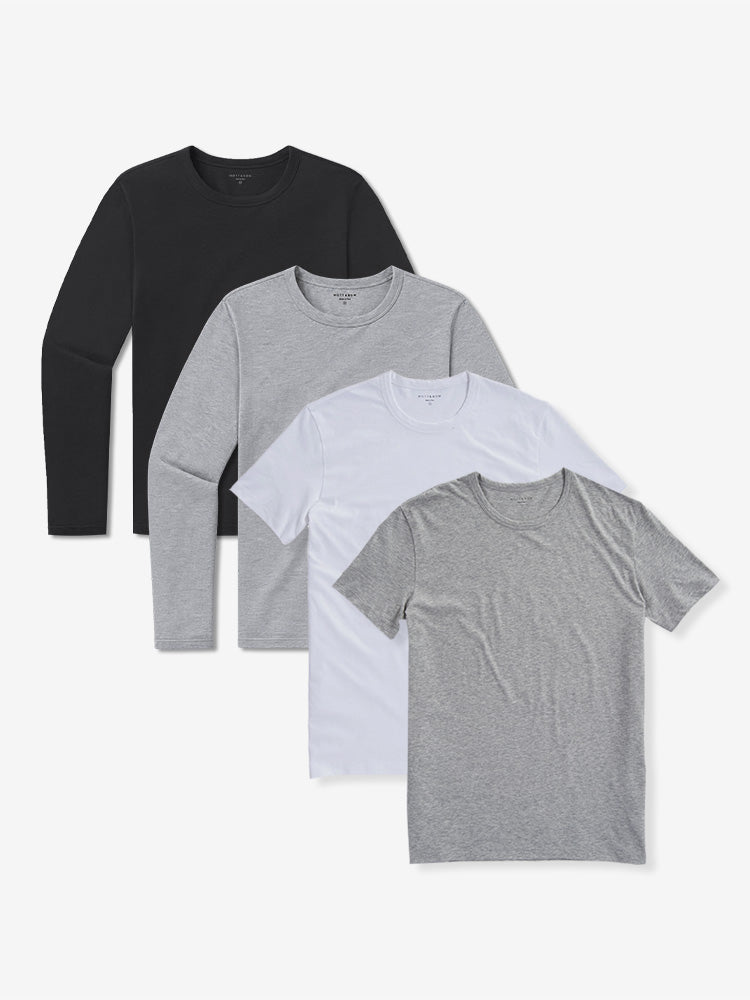 wearing White/Heather Gray/Black/Heather Gray Short Long Sleeve Driggs 4-Pack