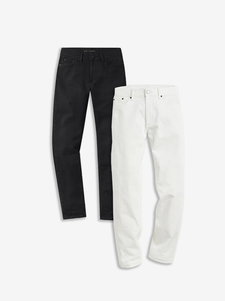 wearing Medium/Dark Gray / Bone Slim Stone Medium/Dark Gray and Slim Mercer Bone 2-pack Jeans