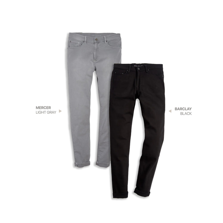 wearing Light Gray/Black Skinny Mercer Light Gray and Skinny Barclay Black 2-pack Jeans