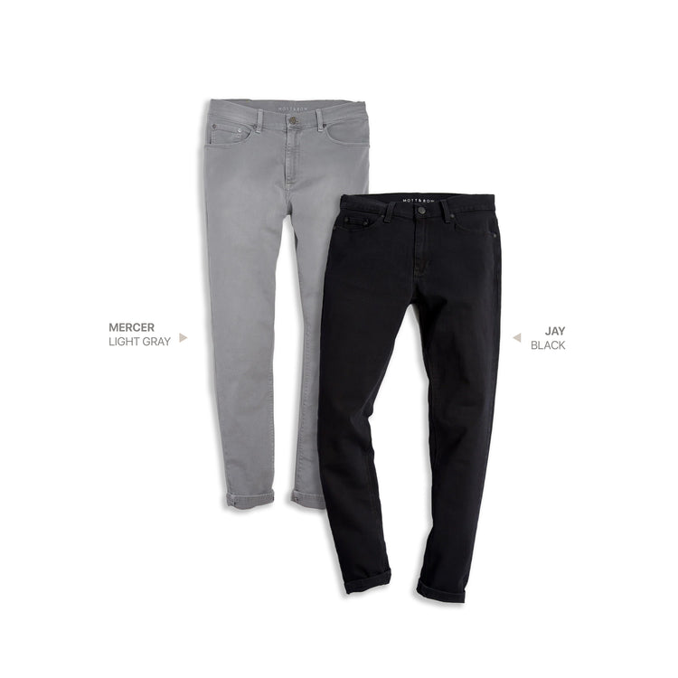 wearing Light Gray / Black Slim Mercer Light Gray and Slim Jay Black 2-pack Jeans