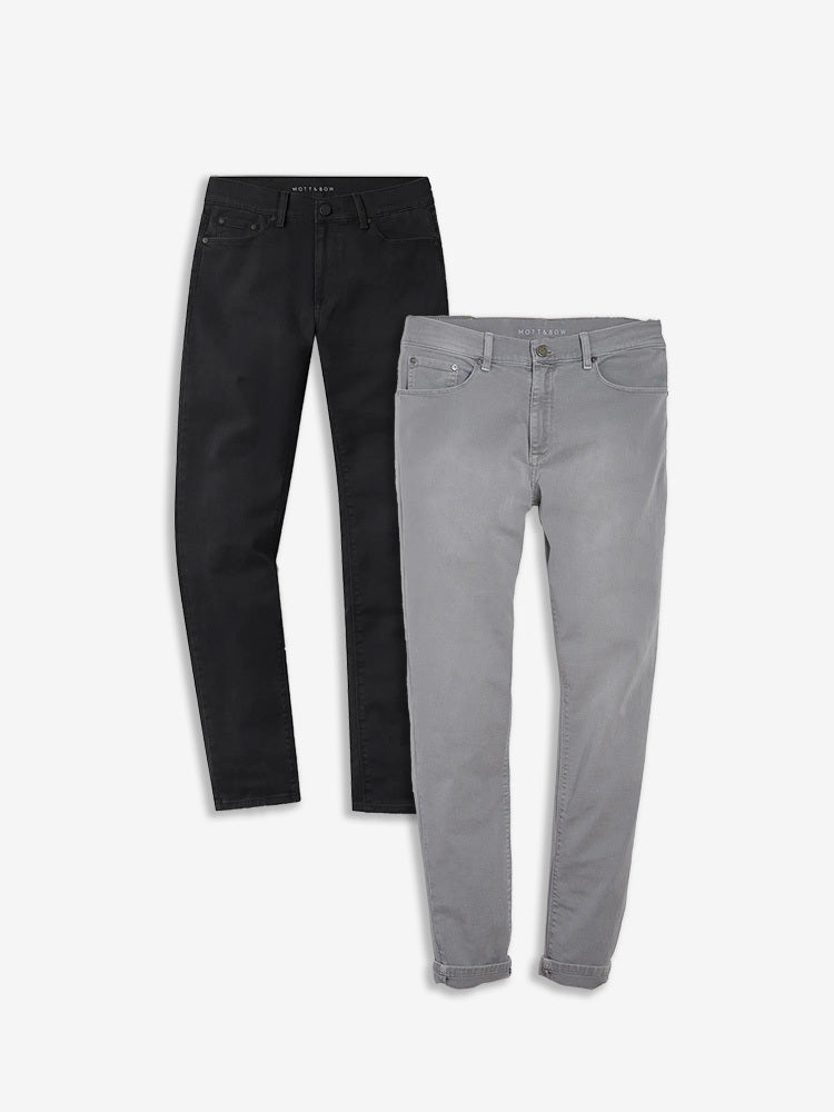 wearing Medium/Dark Gray / Light Gray Slim Stone Medium/Dark Gray and Slim Mercer Light Gray 2-pack Jeans