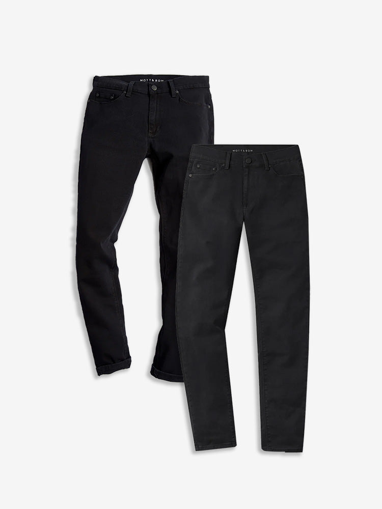 wearing Black / Medium/Dark Gray Skinny Jay Black and Skinny Stone Medium/Dark Gray 2-pack Jeans