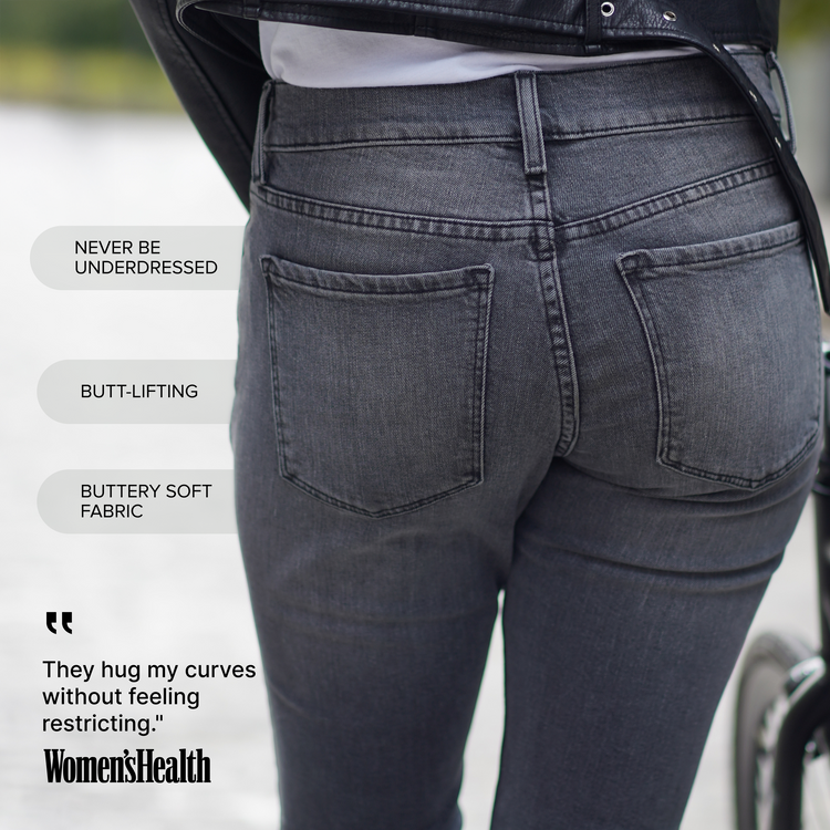 Women wearing Gray Mid Rise Slim Straight Allen Jeans