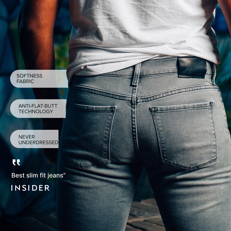 Men wearing Light Gray Slim Stone Jeans