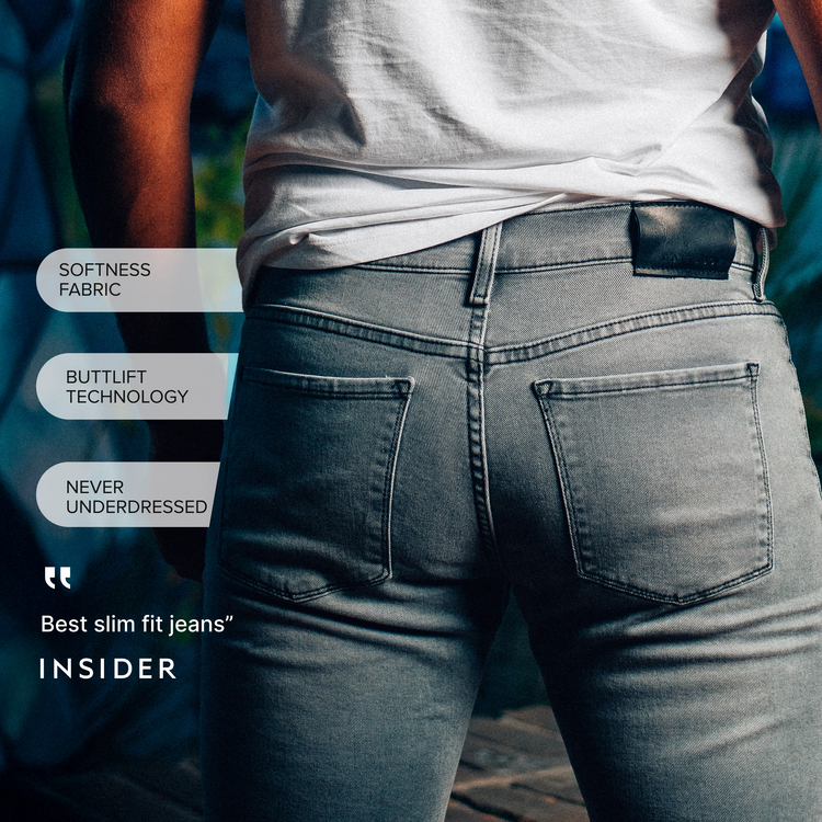 Men wearing Light Gray Slim Stone Jeans