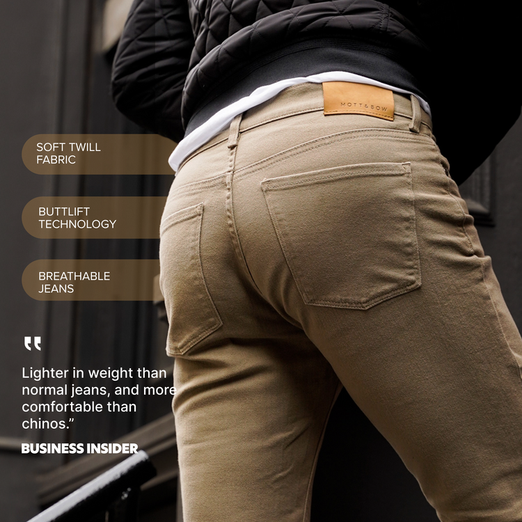 Men wearing Olive Slim Mercer Jeans