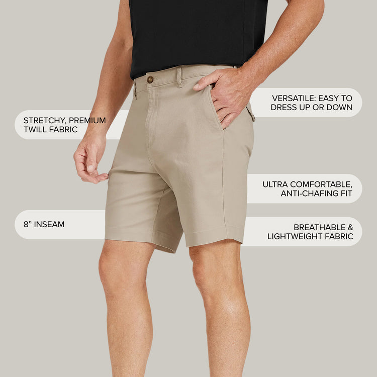 Men wearing Ecru Stretch Chino Short