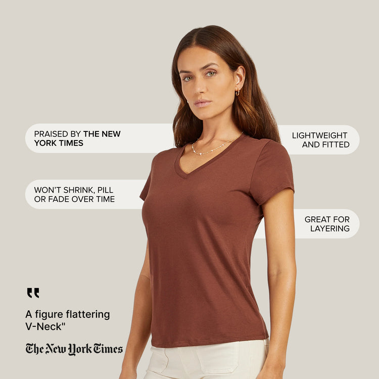 Women wearing White Fitted V-Neck Marcy