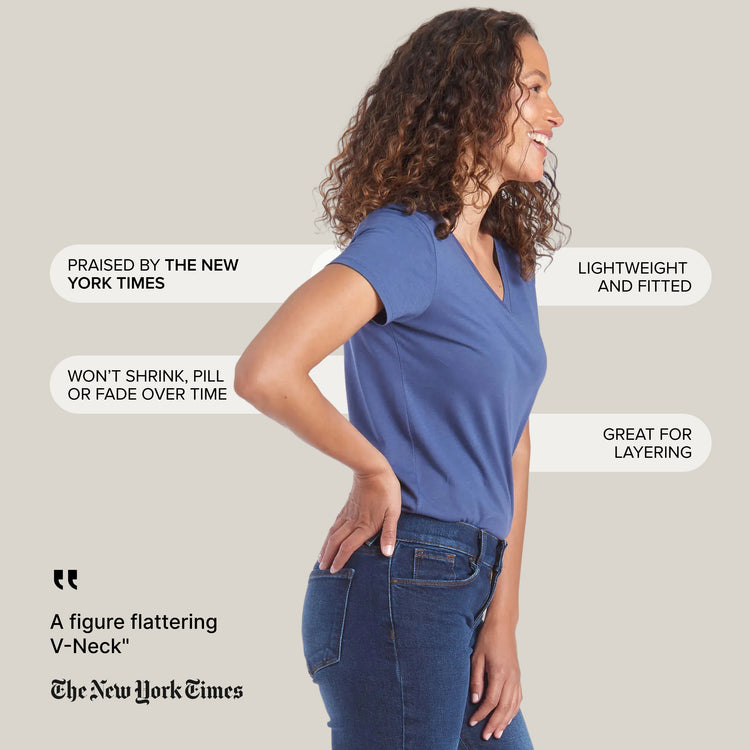 Women wearing White Fitted V-Neck Marcy
