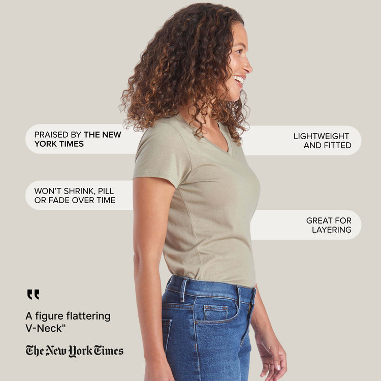 Women wearing White Fitted V-Neck Marcy