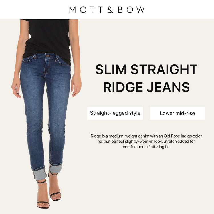 Women wearing Medium/Dark Blue Mott&Bow | Slim Straight Ridge Jeans tt